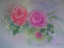 Zwei Rosen, Annette Kowalski, Blumen