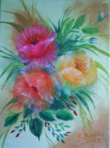 3 Blüten, 3 Blueten, Annette Kowalski, Blumen, Ölgemälde