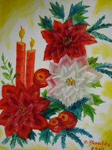 Advent, Annette Kowalski, Blumen, Ölgemälde