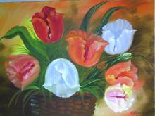 Tulpen im Korb, Annette Kowalski, Blumen